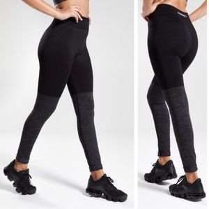 Gymshark Two Tone Seamless Leggings Black Marl Size Small
